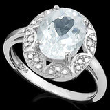 PRECIOUS !  2 1/3 CARAT AQUAMARINE &   DIAMOND 925 STERLING SILVER RING - Wholesalekings.com