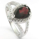 PRECIOUS 2.35 CT GARNET & 2 PCS GENUINE DIAMOND PLATINUM OVER 0.925 STERLING SILVER RING - Wholesalekings.com