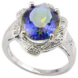 PRECIOUS ! 4 1/2 CARAT OCEAN MYSTIC GEMSTONE & DIAMOND 925 STERLING SILVER RING - Wholesalekings.com