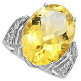 PRECIOUS 8.794 CARAT TW (23 PCS) CITRINE & GENUINE DIAMOND 10K SOLID WHITE GOLD - Wholesalekings.com