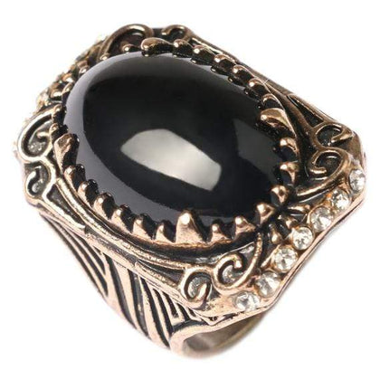 PRECIOUS ! CREATED ONYX 18K GOLD PLATED GERMAN SILVER MENS RING US9 - Wholesalekings.com