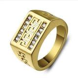 PRECIOUS MIDDLE EAST HIGH POLISHED YELLOW GOLD  PLATED BRASS WITH CREATED DIAMOND RING - Wholesalekings.com