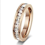 PRECIOUS NEW SINGLE-ROW CREATED DIAMOND ROSE GOLD PLATED TITANIUM STEEL RING - Wholesalekings.com