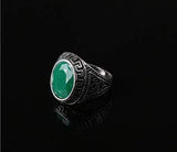 PRECIOUS SILVER PLATED ALLOY RINGS WITH GREEN AGATE - Wholesalekings.com