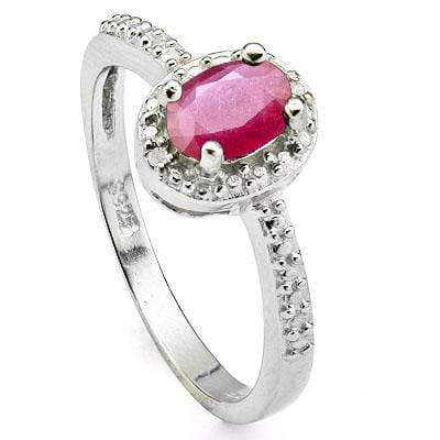 PRETTY 0.534 CARAT TW  AFRICAN RUBY & GENUINE DIAMOND PLATINUM OVER 0.925 STERLING SILVER RING - Wholesalekings.com