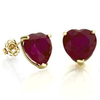 PRETTY 1.2 CARAT TW (2 PCS) GENUINE RUBY 10K SOLID YELLOW GOLD EARRINGS - Wholesalekings.com