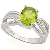 PRETTY 1.908 CARAT TW  PERIDOT & GENUINE DIAMOND 925 STERLING SILVER RING - Wholesalekings.com