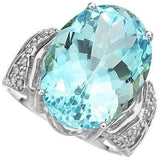 PRETTY 10.704 CARAT TW (23 PCS) BLUE TOPAZ & GENUINE DIAMOND 10K SOLID WHITE GOL - Wholesalekings.com