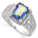 PRETTY ! 2 CARAT MYSTIC GEMSTONE & DIAMOND 925 STERLING SILVER RING - Wholesalekings.com