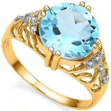 PRETTY 4.45 CT BLUE TOPAZ & 10 PCS WHITE DIAMOND 10K SOLID YELLOW GOLD RING wholesalekings wholesale silver jewelry