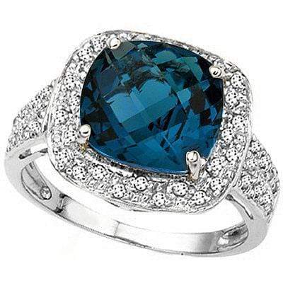 PRETTY 5.852 CARAT TW (47 PCS) LONDON BLUE TOPAZ & GENUINE DIAMOND 10K SOLID WHI - Wholesalekings.com