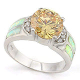 PRETTY !  5 CARAT CREATED CITRINE & 1 CARAT CREATED FIRE OPAL 925 STERLING SILVER RING - Wholesalekings.com