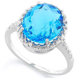 PRETTY !   5 CARAT CREATED SWISS TOPAZ &   GENUINE DIAMOND 925 STERLING SILVER RING - Wholesalekings.com