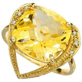 PRETTY 7.09 CARAT TW (9 PCS) CITRINE & GENUINE DIAMOND 10K SOLID YELLOW GOLD RIN - Wholesalekings.com