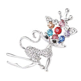 Pretty Christmas Gift Cat Brooch Pin Clear Rhinestone Crystal - Wholesalekings.com