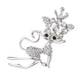 Pretty Christmas Gift Cat Brooch Pin Clear Rhinestone Crystal - Wholesalekings.com