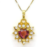 PRETTY ! CREATED AMETHYST & FLAWLESS CREATED DIAMOND 18K GOLD PLATED GERMAN SILVER PENDANT - Wholesalekings.com