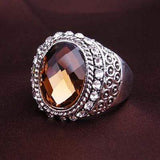 PRETTY SILVER PLATED ALLOY RINGS WITH CRYSTAL - Wholesalekings.com
