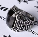 PRETTY SILVER PLATED ALLOY WITH BLACK ONYX RING - Wholesalekings.com