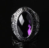 PRETTY SILVER PLATED ALLOY WITH PURPLE CRYSTAL RING - Wholesalekings.com