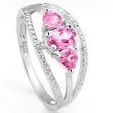 PRICELESS 1.069 CARAT TW (5 PCS) CREATED PINK SAPPHIRE & CREATED PINK SAPPHIRE PLATINUM OVER 0.925 STERLING SILVER RING - Wholesalekings.com