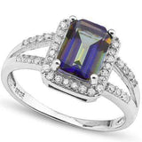 PRICELESS 1.35 CT OCEAN MYSTIC GEMSTONE & 28PCS CREATED WHITE SAPPHIRE PLATINUM OVER 0.925 STERLING SILVER RING - Wholesalekings.com