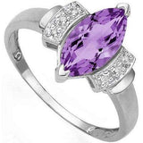 PRICELESS 1.452 CARAT TW (3 PCS) AMETHYST & GENUINE DIAMOND PLATINUM OVER 0.925 STERLING SILVER RING - Wholesalekings.com