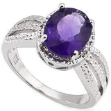 PRICELESS 2.28 CT AMETHYST & 2 PCS WHITE DIAMOND 0.925 STERLING SILVER W/ PLATINUM RING - Wholesalekings.com