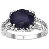 PRICELESS 2.51 CARAT TW (3 PCS) GENUINE BLACK SAPPHIRE & GENUINE DIAMOND PLATINUM OVER 0.925 STERLING SILVER RING - Wholesalekings.com