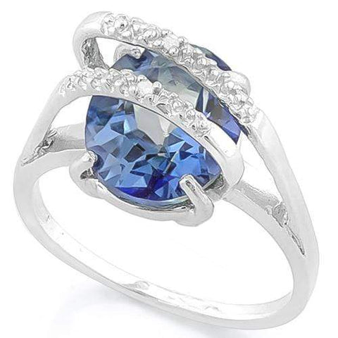 PRICELESS ! 3 4/5 CARAT VIOLET MYSTIC GEMSTONE &   DIAMOND 925 STERLING SILVER RING - Wholesalekings.com