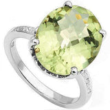 PRICELESS 7.86 CARAT TW GREEN AMETHYST & GENUINE DIAMOND PLATINUM OVER 0.925 STERLING SILVER RING - Wholesalekings.com