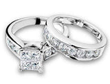 Princess Cut Diamond Engagement Ring and Wedding Band Set 1.00 Carat (ctw) in 10 - Wholesalekings.com