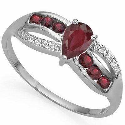 SMASHING 0.88 CARAT GENUINE RUBY & GARNET PLATINUM OVER 0.925 STERLING SILVER RING - Wholesalekings.com