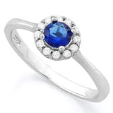 SMASHING ! 1/2 CARAT CREATED BLUE SAPPHIRE & (12 PCS) FLAWLESS CREATED DIAMOND 9 - Wholesalekings.com