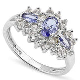 SMASHING 1.58 CARAT TW (23 PCS) GENUINE TANZANITE & GENUINE TANZANITE PLATINUM OVER 0.925 STERLING SILVER RING - Wholesalekings.com