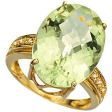 SMASHING 12.55 CARAT TW (7 PCS) GREEN AMETHYST & GENUINE DIAMOND 14K SOLID YELLO - Wholesalekings.com