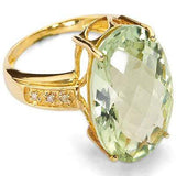 SMASHING 12.55 CARAT TW (7 PCS) GREEN AMETHYST & GENUINE DIAMOND 14K SOLID YELLO - Wholesalekings.com