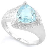 SMASHING ! 2 4/5 CARAT BABY SWISS BLUE TOPAZ &   DIAMOND 925 STERLING SILVER RING - Wholesalekings.com