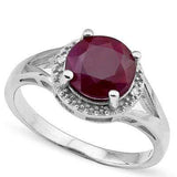 SMASHING 2.4 CARAT  GENUINE RUBY & GENUINE DIAMOND PLATINUM OVER 0.925 STERLING SILVER RING - Wholesalekings.com