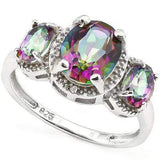 SMASHING 2.66 CARAT TW MYSTIC GEMSTONE & MYSTIC GEMSTONE PLATINUM OVER 0.925 STERLING SILVER RING - Wholesalekings.com