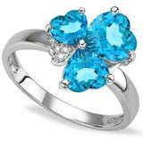 SMASHING 2.94 CT BLUE TOPAZ & 3 PCS WHITE DIAMOND 0.925 STERLING SILVER W/ PLATINUM RING - Wholesalekings.com