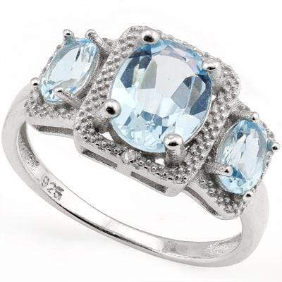 SMASHING 3.51 CARAT TW BLUE TOPAZ & BLUE TOPAZ PLATINUM OVER 0.925 STERLING SILVER RING - Wholesalekings.com