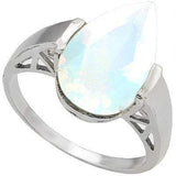 SMASHING 4.43 CARAT TW  CREATED FIRE OPAL PLATINUM OVER 0.925 STERLING SILVER RING - Wholesalekings.com