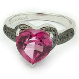 SMASHING 4.50 CT PINK TOPAZ & 14 PCS BLACK DIAMOND 0.925 STERLING SILVER W/ PLATINUM RING - Wholesalekings.com