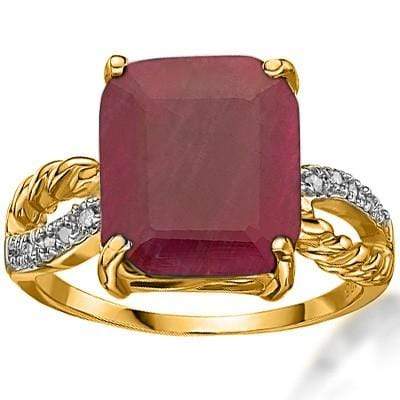 SMASHING 6 CARAT TW (11 PCS) GENUINE RUBY & GENUINE DIAMOND 10K SOLID YELLOW GOL - Wholesalekings.com