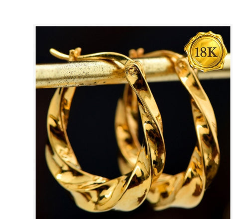 SOLID 18KT GOLD HOOP TWIST EARRINGS wholesalekings wholesale silver jewelry