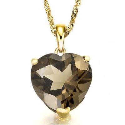 SPARKLING 0.5 CARAT TW (1 PCS) SMOKEY TOPAZ 10K SOLID YELLOW GOLD PENDANT - Wholesalekings.com