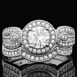 SPARKLING! 1 3/5 CARAT (41 PCS) FLAWLESS CREATED DIAMOND 925 STERLING SILVER HALO RING - Wholesalekings.com