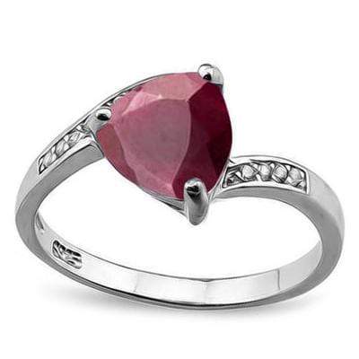 SPARKLING 2.25 CT DYED GENUINE RUBY & 12PCS CREATED WHITE SAPPHIRE PLATINUM OVER 0.925 STERLING SILVER RING - Wholesalekings.com
