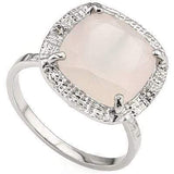 SPARKLING 6.00 CT ROSE QUARTS & 2 PCS WHITE DIAMOND PLATINUM OVER 0.925 STERLING SILVER RING - Wholesalekings.com